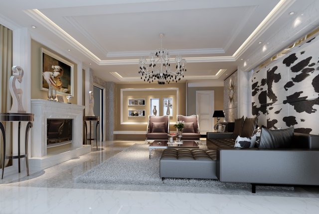 fashionable european living room 5170 3D Модель .c4d .max .obj .3ds .fbx .stl .blend 