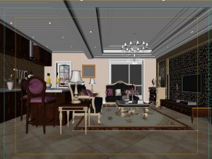 fashionable european living room 5172 Modelo 3D