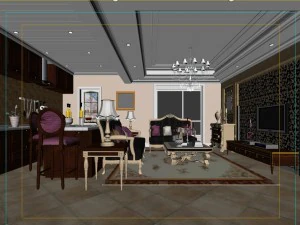 fashionable european living room 5172 3D Model