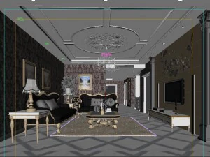 fashion european living room 5134 3D Model