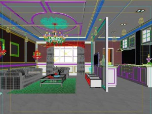fashionable european living room kitchen 5173 3D Model