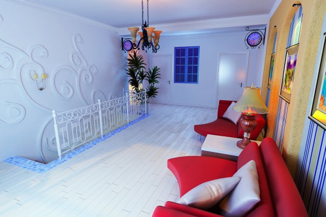 fashionable rural style living room 1808 3D Model .c4d .max .obj .3ds .fbx .stl .blend