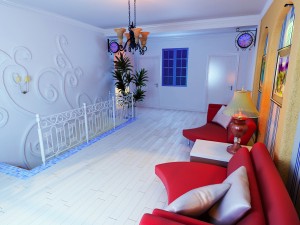 fashionable rural style living room 1808 Model 3D