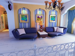 fashionable rural style living room 1808 3D Model