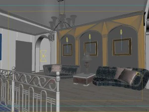 fashionable rural style living room 1808 3D Model