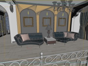 fashionable rural style living room 1808 3D Model