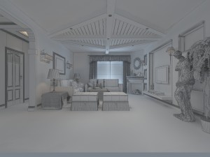 fashionable rural style living room 1811 Model 3D