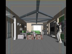fashionable rural style living room 1811 Model 3D
