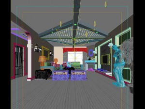 fashionable rural style living room 1811 Model 3D