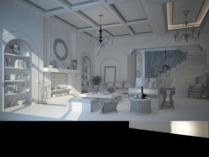 fashionable rural style living room 1813 Model 3D