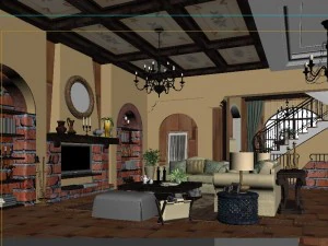 fashionable rural style living room 1813 3D Model
