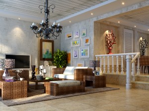 fashionable rural style living room 1814 3D Model