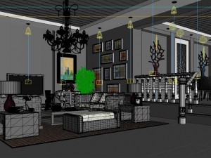 fashionable rural style living room 1814 3D 모델