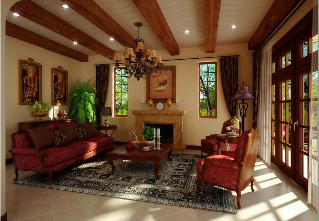 fashionable rural style living room 1815 3D Model .c4d .max .obj .3ds .fbx .stl .blend 