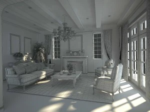 fashionable rural style living room 1815 3D Model