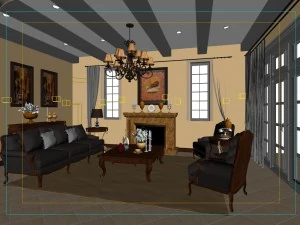 fashionable rural style living room 1815 3D Model