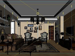 fashionable rural style living room 1820 3D Model