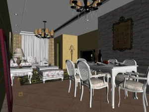 the living room is 1824 3D Model