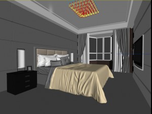 fashionable modern bedroom living room 1804 Modèle 3D