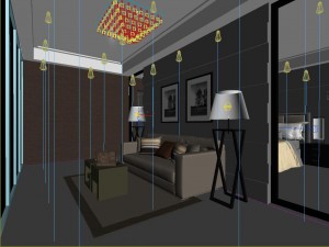 fashionable modern bedroom living room 1804 Modèle 3D