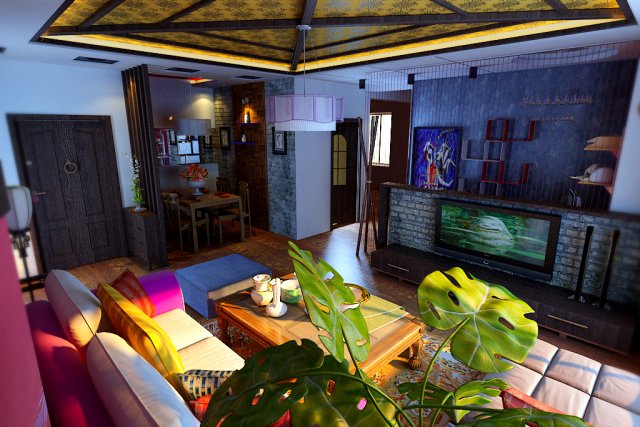 the living room is 1806 Model 3D .c4d .max .obj .3ds .fbx .stl .blend 