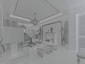 fashionable chinese vintage room 1839 3D Model
