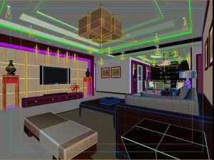 stile cinese alla moda e pasto vintage in soggiorno 1801 Modello 3D