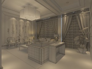 the fashionable chinese vintage dining room is 1802 3D Модель