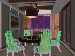 fashionable chinese style and vintage living room restaurant 1803 Modello 3D