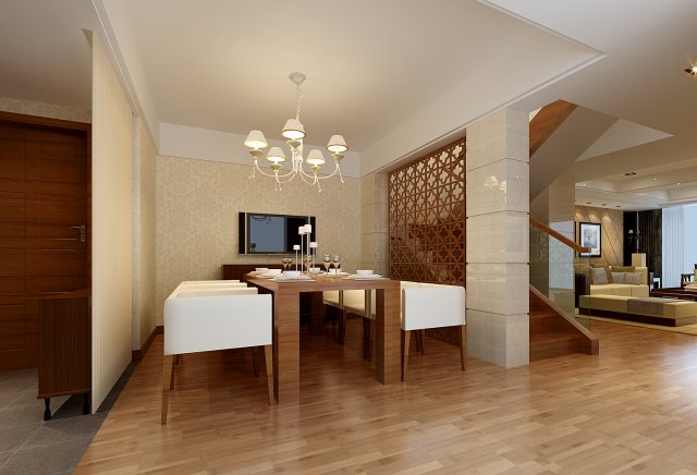 fashionable chinese vintage room restaurant 1804 3D Модель .c4d .max .obj .3ds .fbx .stl .blend 