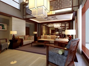 fashionable chinese style and vintage living room restaurant 1805 3D Model