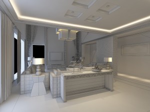 fashionable chinese style and vintage living room restaurant 1805 3D Model