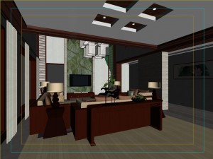 fashionable chinese style and vintage living room restaurant 1805 3D Model