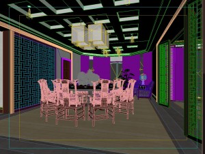 fashionable chinese style and vintage living room restaurant 1805 3D Model