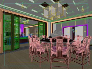 fashionable chinese style and vintage living room restaurant 1805 3D Model