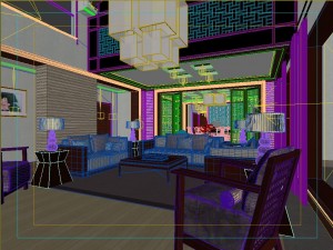 fashionable chinese style and vintage living room restaurant 1805 3D Model