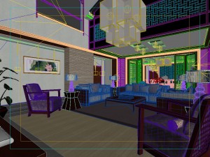 fashionable chinese style and vintage living room restaurant 1805 3D Model