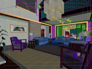 fashionable chinese style and vintage living room restaurant 1805 3D Model