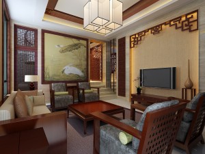 fashionable chinese style and vintage living room 1806 Modello 3D