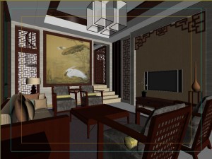 fashionable chinese style and vintage living room 1806 3D Modell