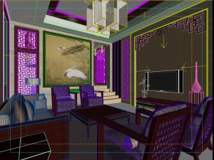 fashionable chinese style and vintage living room 1806 3D Modell