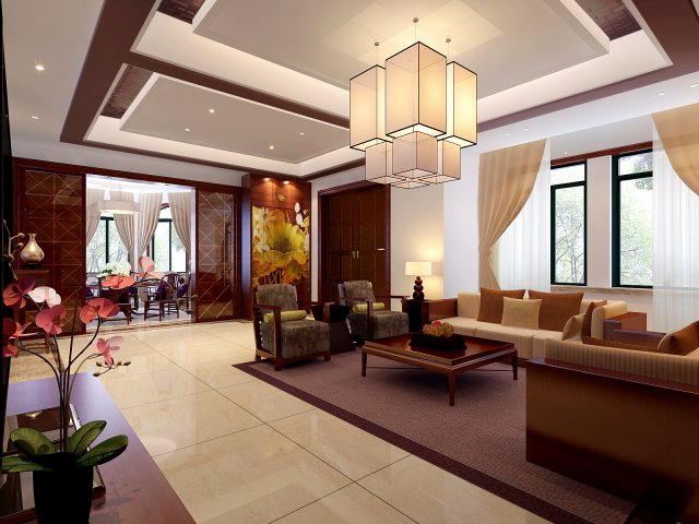 fashionable chinese style and vintage living room 1807 Model 3D .c4d .max .obj .3ds .fbx .stl .blend 