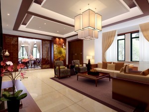 fashionable chinese style and vintage living room 1807 3D Model