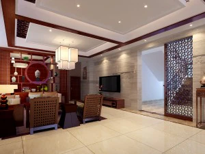 fashionable chinese style and vintage living room 1807 3D Model