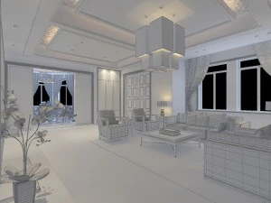 fashionable chinese style and vintage living room 1807 3D Model