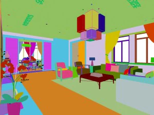 fashionable chinese style and vintage living room 1807 3D Model