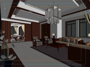fashionable chinese style and vintage living room 1807 Model 3D