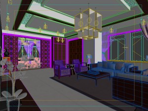 fashionable chinese style and vintage living room 1807 Model 3D