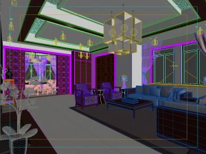 fashionable chinese style and vintage living room 1807 3D Model