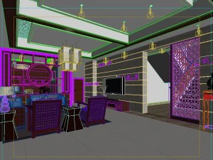 fashionable chinese style and vintage living room 1807 3D Model